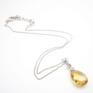 Collar CRIVELLI en Oro Blanco con Citrino y Diamantes