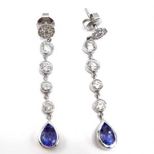 Pendientes de Diamantes y lágrimas de Tanzanita