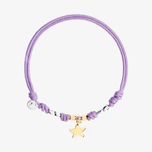 Pulsera DODO PAD MINI STELLINA en Oro Amarillo 18K cordón Lila