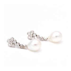 Pendientes con Perla y Diamantes 1,80ct