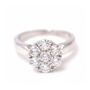 Anillo Rosetón en Oro Blanco con Diamantes 0,70ct