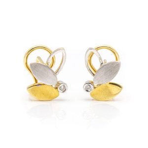 Pendientes en Oro Bicolor Hoja