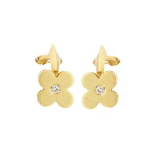 Pendientes FLOR en Oro Amarillo y Diamantes