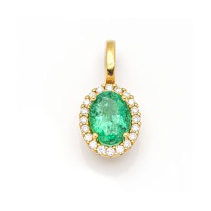 Colgante de Oro Amarillo con Esmeralda y Diamantes