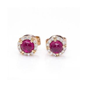 Pendientes de Oro Rosa y Rubis
