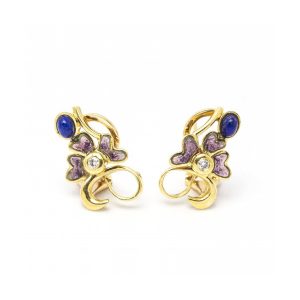 Pendientes Lapislazuli, Esmalte y Diamantes