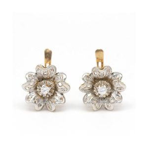Pendientes FLOR BICOLOR con Diamantes