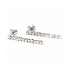 Pendientes SUM de Oro Blanco con Diamantes Lab
