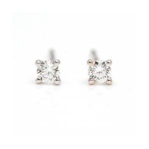 Pendientes dormilonas de Oro Blanco y Diamantes 0,30ct