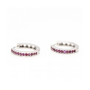 Pendientes Criolla de Oro Blanco y Rubis