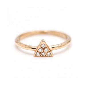 Anillo TRIANGULO de Diamantes en Oro Rosa