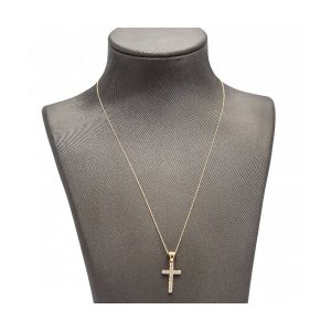 Collar Colgante CRUZ en Oro y Diamantes 0,55ct