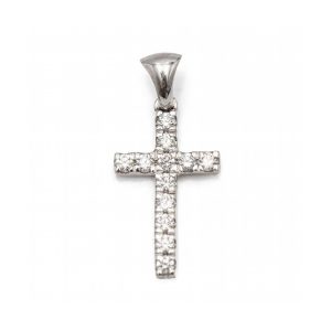 Colgante CRUZ de Diamantes 0,55ct y Oro Blanco