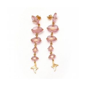 Pendientes de Oro y Cuarzo rosa MIMI