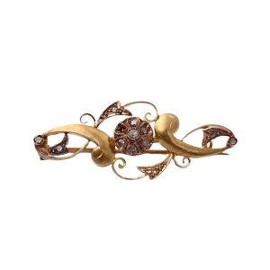 Broche original ANTIC en Oro con Diamantes