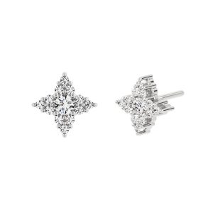 Pendientes TREBOL en Oro Blanco y Diamantes