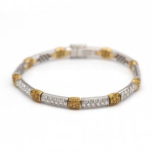 Pulsera de Diamantes y Zafiros Amarillos en Oro Bicolor 18K