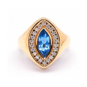 Anillo lanzadera de Topacio y Brillantes 0,45ct