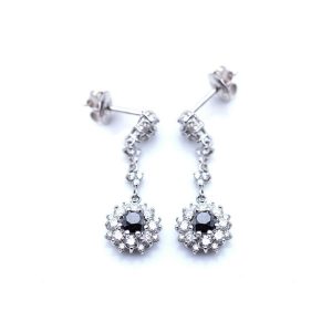 Pendientes de Oro Blanco con Diamantes blancos y negros