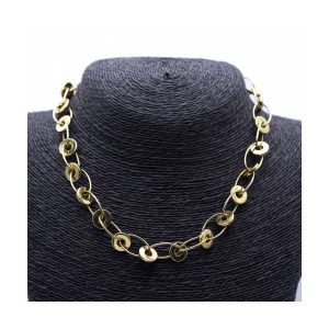 Collar de diseño italiano con aros de Oro Amarillo 18K
