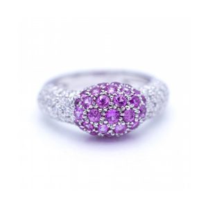 Anillo Oro y Diamantes | Zafiros Rosas