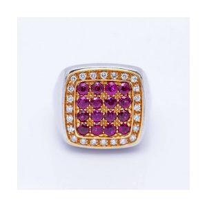 Anillo en Oro con Diamantes y Rubis