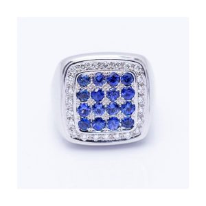 Anillo de Oro con Diamantes y Zafiros