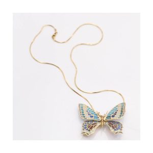 Mariposa de Oro Amarillo y Esmalte. Colgante y broche a la vez.