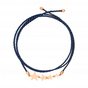 Pulsera DODO STELLINA de Oro Rosa y Cordón azul
