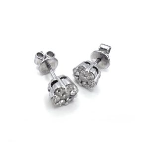 Pendientes Solitario de Diamantes naturales en Oro Blanco 18K