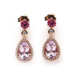 Pendientes GOTA de Amatistas con Rodolita y Diamante
