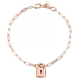 Pulsera DODO candado Plata bañado oro Rosa 18K