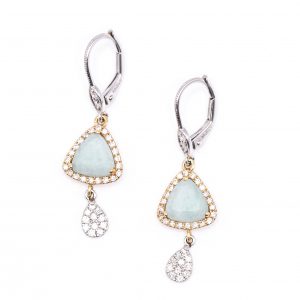 Pendientes MEIRAT en Oro Amarillo con Amazonita y Brillantes