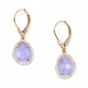 Pendientes Tanzanita de Oro Amarillo y Diamantes